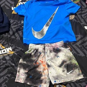 Nike Blue T-Shirt and Splatter Shorts Set